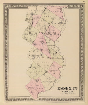 Vintage Map of Essex County, Vermont 1876