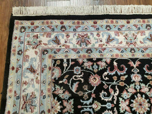6' X 9' Handmade Indian Agra Wool Rug Carpet Vegetable Dyes Black
