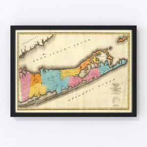 Vintage Map of Long Island, New York 1829