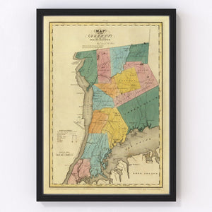 Vintage Map of Westchester County, New York 1829