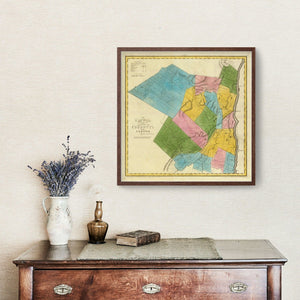 Vintage Map of Ulster County, New York 1829