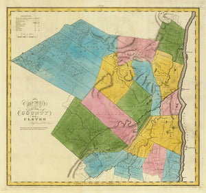 Vintage Map of Ulster County, New York 1829