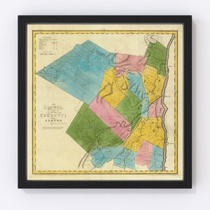 Vintage Map of Ulster County, New York 1829