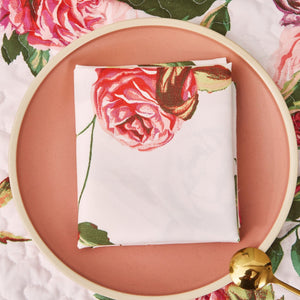 DaDa Bedding Set of 4-Pieces Romantic Roses Pink Floral Dining Table Napkins 18" x 18" (879)