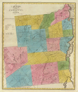 Vintage Map of Essex County, New York 1829