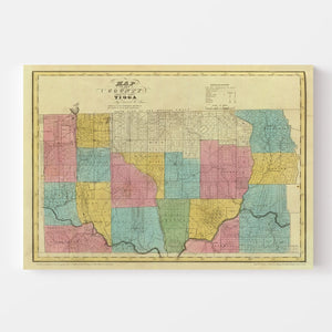 Vintage Map of Tioga County, New York 1829
