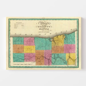 Vintage Map of Wayne County, New York 1829