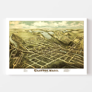 Vintage Map of Clinton, Massachusetts 1876