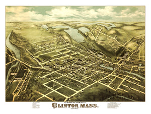 Vintage Map of Clinton, Massachusetts 1876