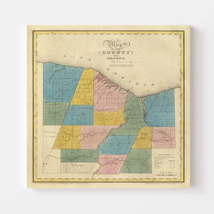 Vintage Map of Monroe County, New York 1829