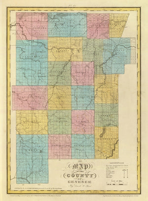 Vintage Map of Genesee County, New York 1829