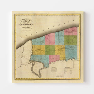 Vintage Map of Niagara County, New York 1829