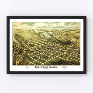 Vintage Map of Clinton, Massachusetts 1876
