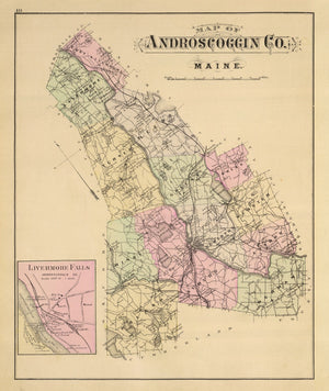 Vintage Map of Androscoggin County, Maine 1885