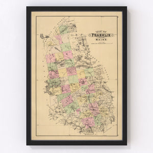 Vintage Map of Franklin County, Maine 1885