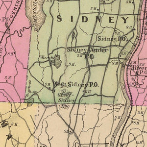 Vintage Map of Kennebec County, Maine 1885