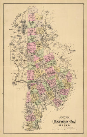 Vintage Map of Oxford County, Maine 1885