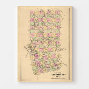 Vintage Map of Piscataquis County, Maine 1885