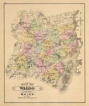 Vintage Map of Waldo County, Maine 1885