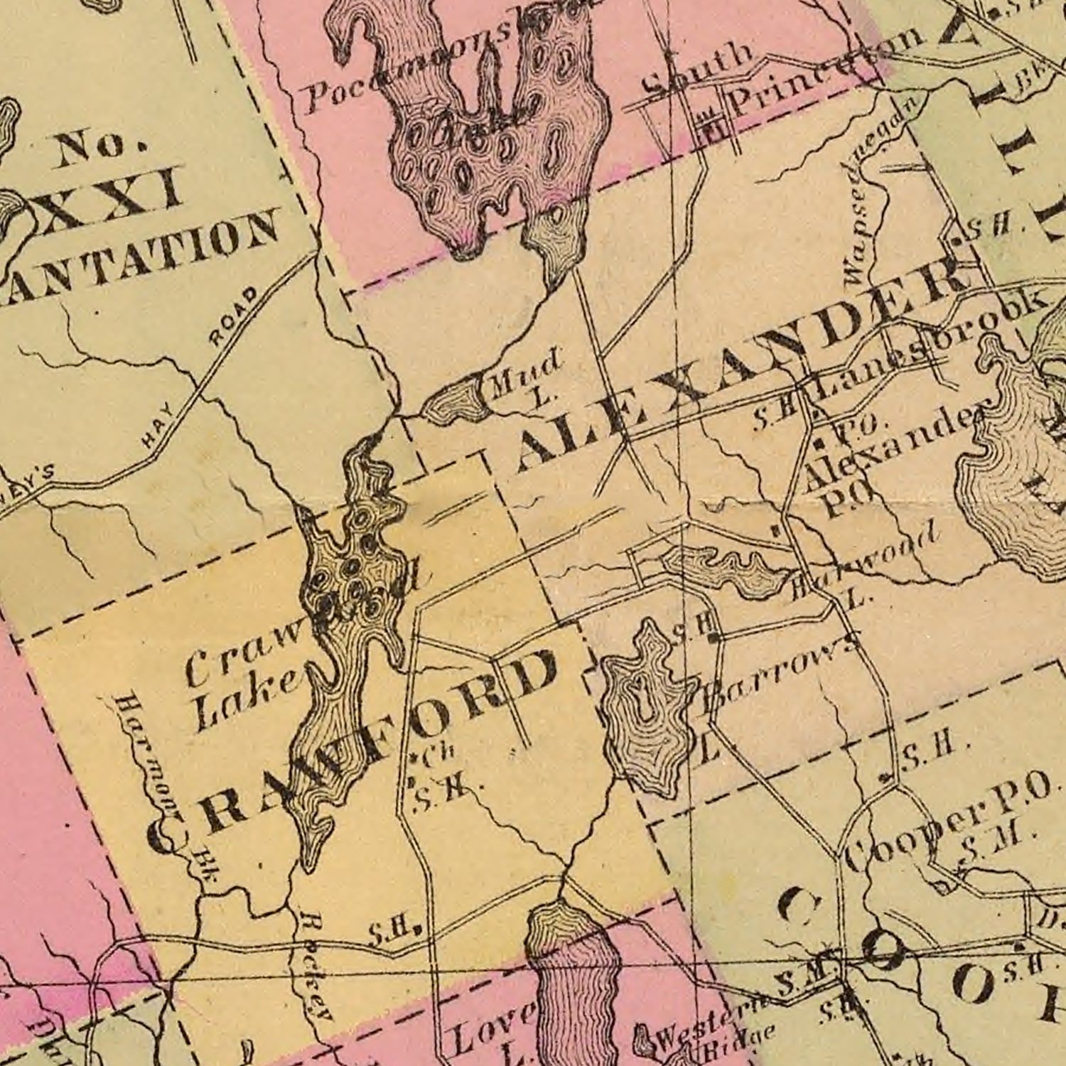 Vintage Map of Washington County, Maine 1885