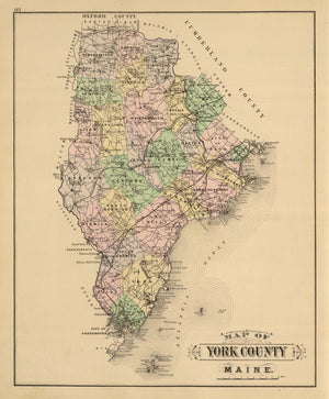 Vintage Map of York County, Maine 1885