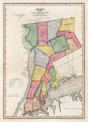 Vintage Map of Westchester County, New York 1839