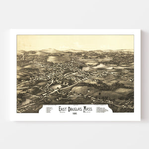 Vintage Map of East Douglas, Massachusetts 1886