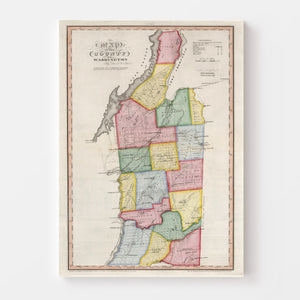 Vintage Map of Washington County, New York 1840