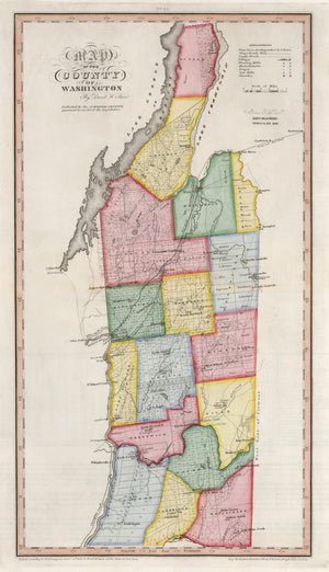 Vintage Map of Washington County, New York 1840