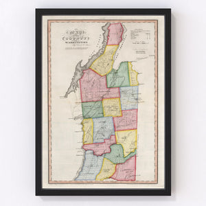Vintage Map of Washington County, New York 1840