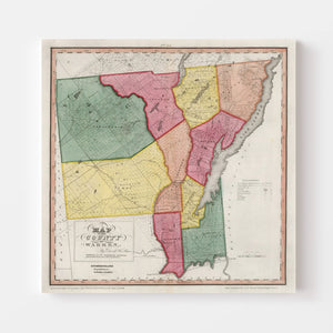 Vintage Map of Warren County, New York 1840