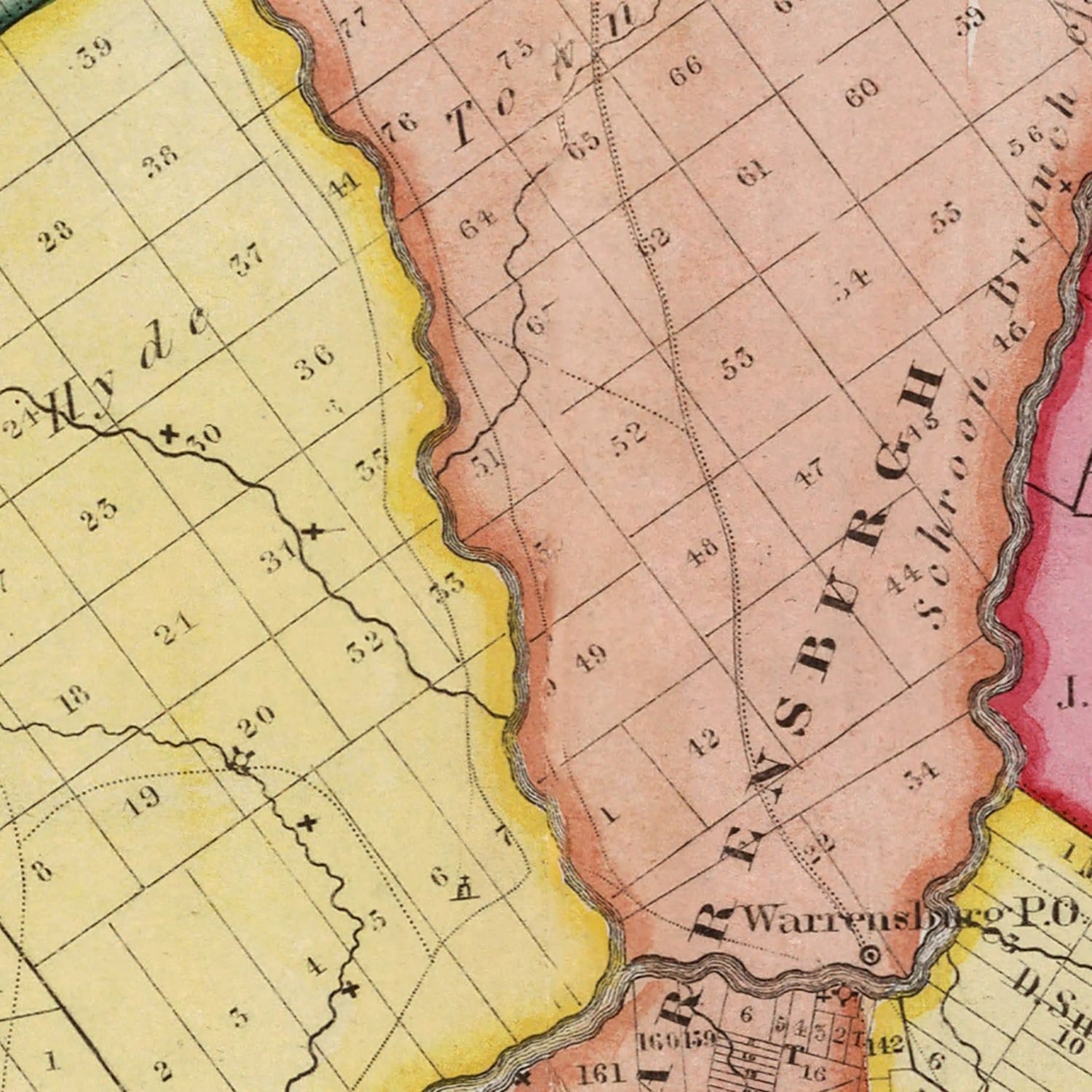 Vintage Map of Warren County, New York 1840