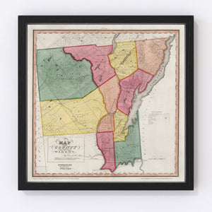 Vintage Map of Warren County, New York 1840