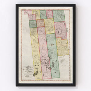 Vintage Map of Franklin County, New York 1840