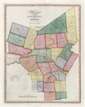 Vintage Map of Oneida County, New York 1840