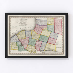 Vintage Map of Oswego County, New York 1840