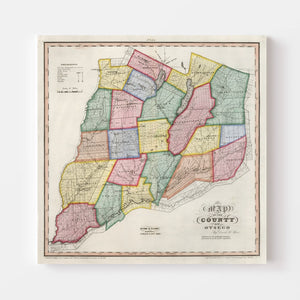 Vintage Map of Otsego County, New York 1840