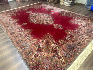 Karastan Rug 8.8 x12 Red Kirman #762, Original 700 Series, Vintage Karastan Carpet, Discontinued Karastan Rug, Karastan Wool Area Rug