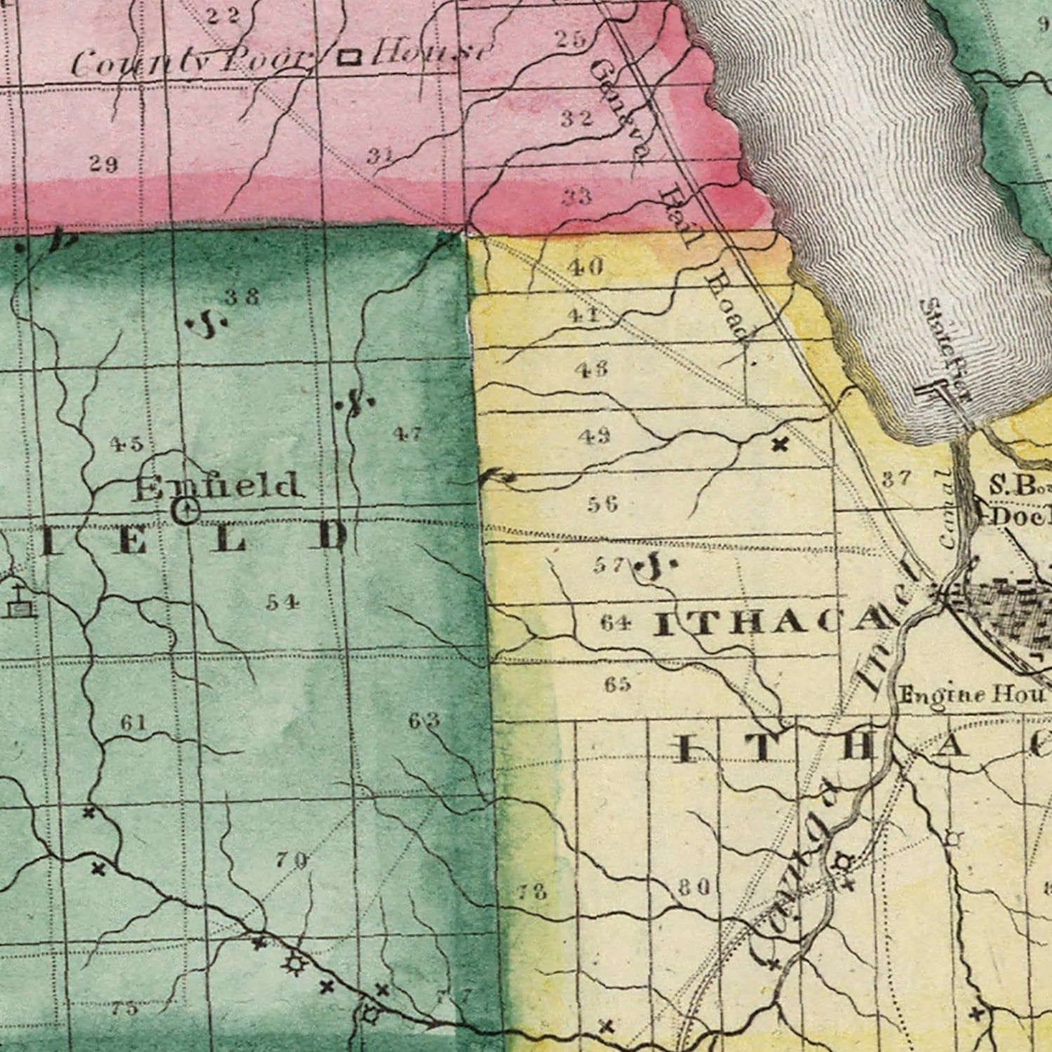Vintage Map of Tompkins County, New York 1840