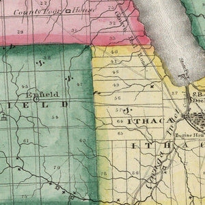 Vintage Map of Tompkins County, New York 1840