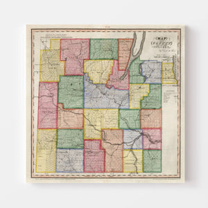 Vintage Map of Steuben County, New York 1840