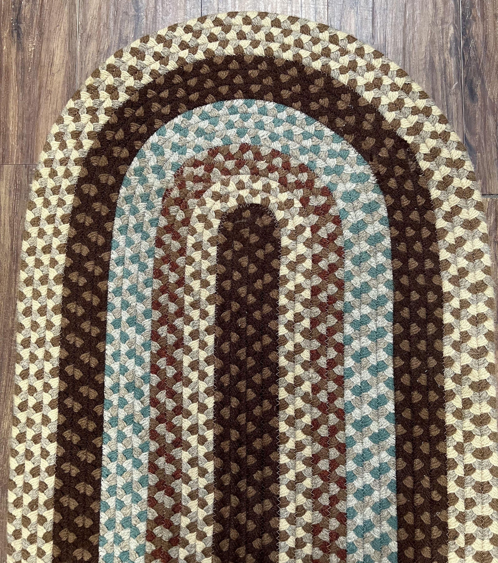 American Braided Rug 2x4 ft Oval Rug, Multicolor Oval Rug, Oval Braided Rug, Hand Woven, Vintage Braided Rug, Small Braided Rug