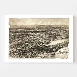 Vintage Map of East Walpole, Massachusetts 1898