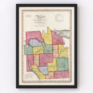 Vintage Map of Onondaga County, New York 1840
