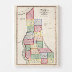 Vintage Map of Cayuga County, New York 1840