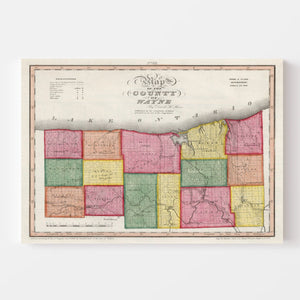 Vintage Map of Wayne County, New York 1840