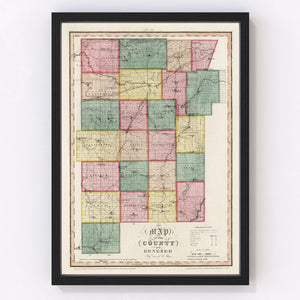 Vintage Map of Genesee County, New York 1839