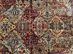 Karastan Rug 8.8 x 10.6, Multicolor Panel Kirman Rug #717, Wool