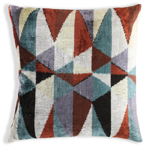 Handmade Geometric Velvet Throw Pillow – 16x16 Inch – Triangle Pattern