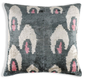Gray & Blush Velvet Throw Pillow – 16x16 | Handmade Luxury